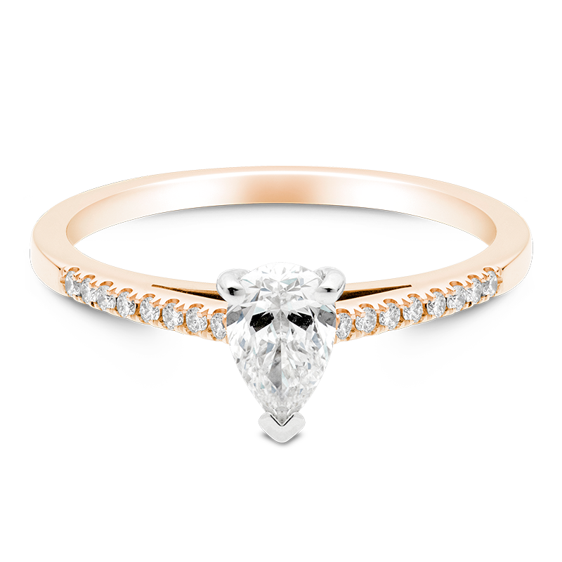 Pear Set with Diamonds, 18ct Rose Gold