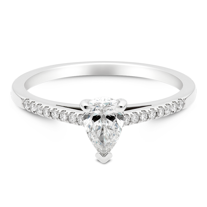 Pear Set with Diamonds, 18ct White Gold