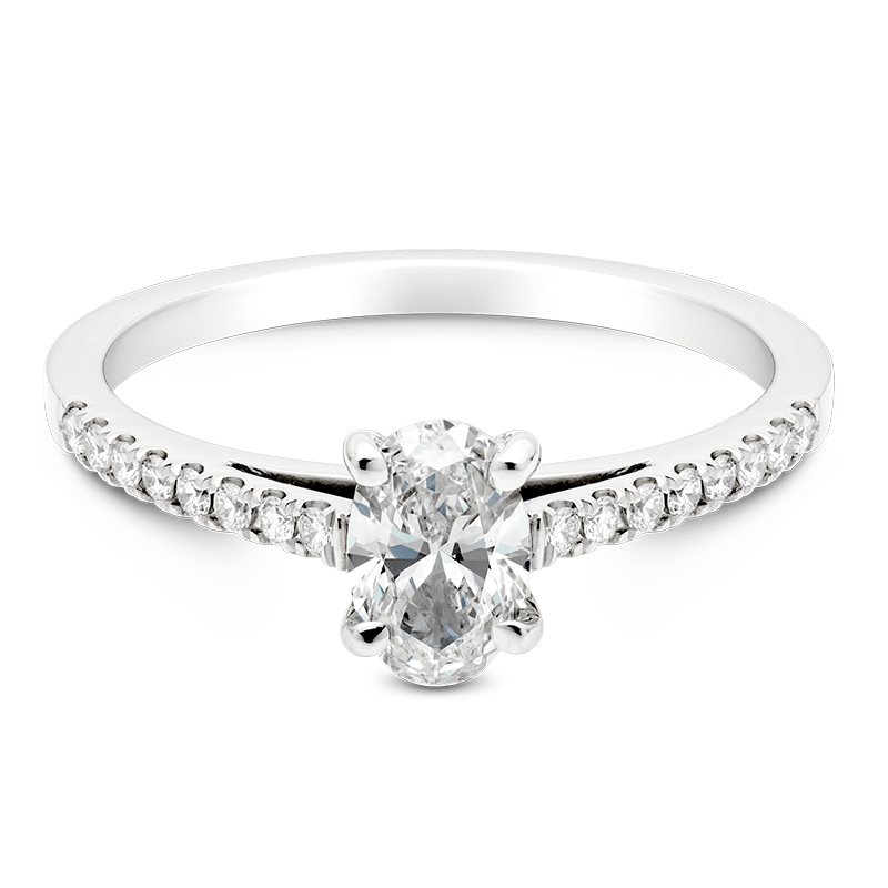 Oval Set with Diamonds, 18ct White Gold