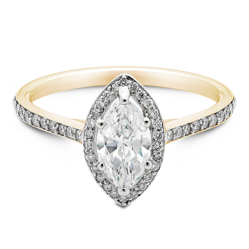 Marquise Cut Halo, 18ct Yellow Gold