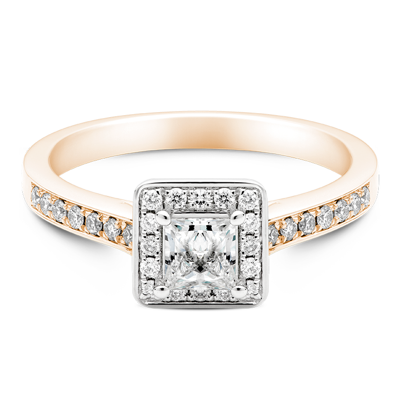 Princess Cut Cluster, 18ct Rose Gold