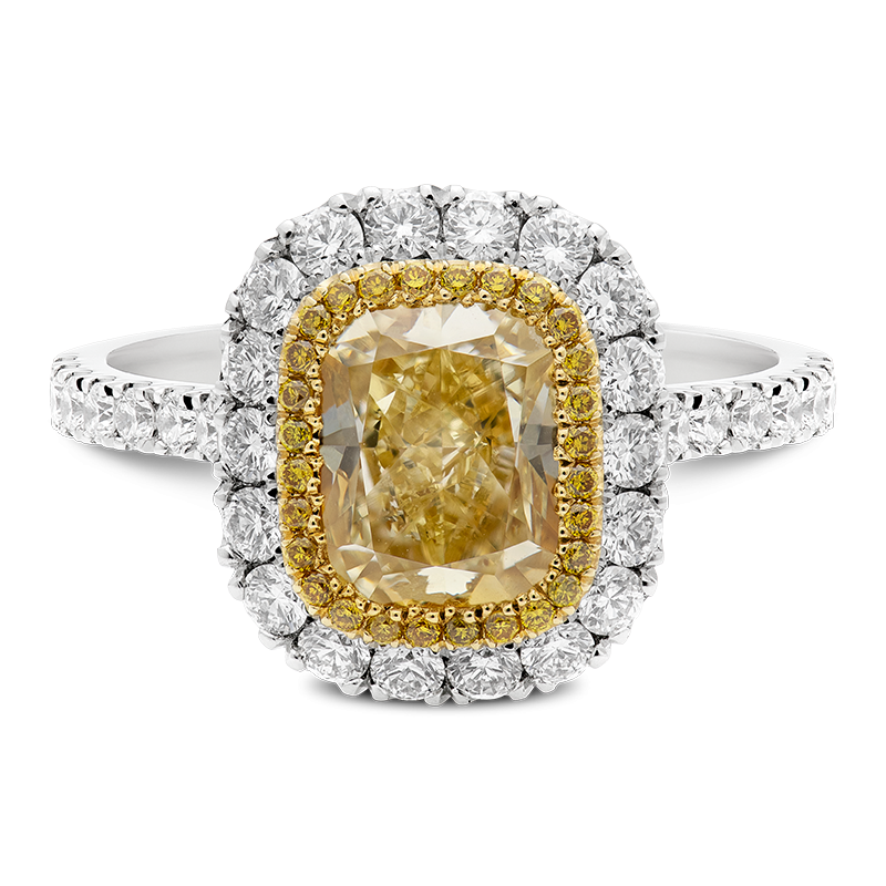 Cushion Cut Fancy Yellow Diamond Halo