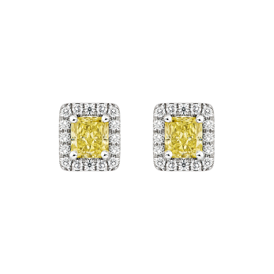 Radiant Cut Yellow Diamond Studs