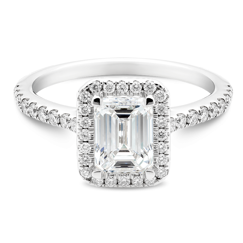 Emerald Cut Classic Halo, Platinum