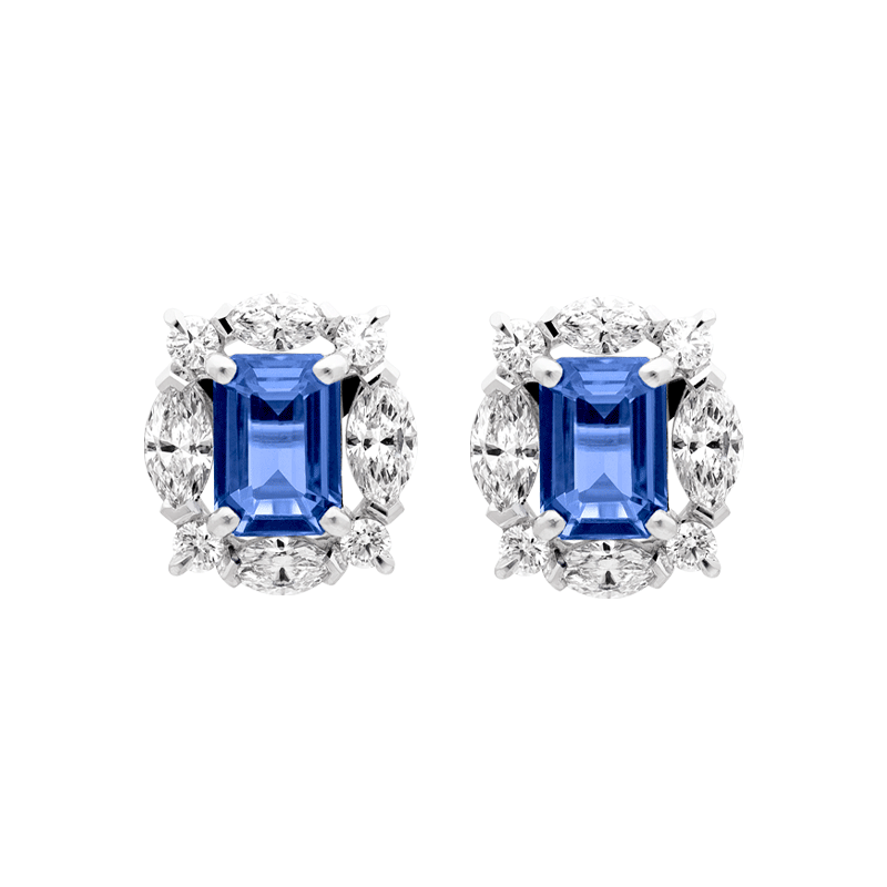 Tanzanite & Diamond Ear Studs