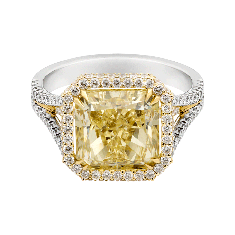 5.03ct Natural Fancy Yellow Cushion Cut Diamond Ring