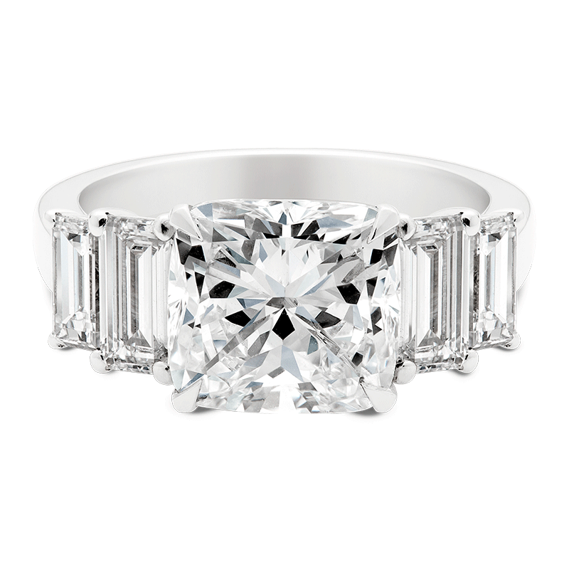 Five Stone Cushion & Baguette Cut Diamond Dress Ring