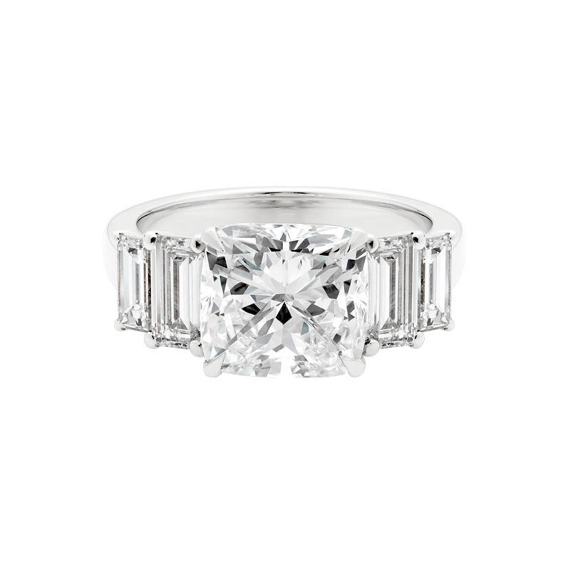 Five Stone Cushion & Baguette Cut Diamond Dress Ring