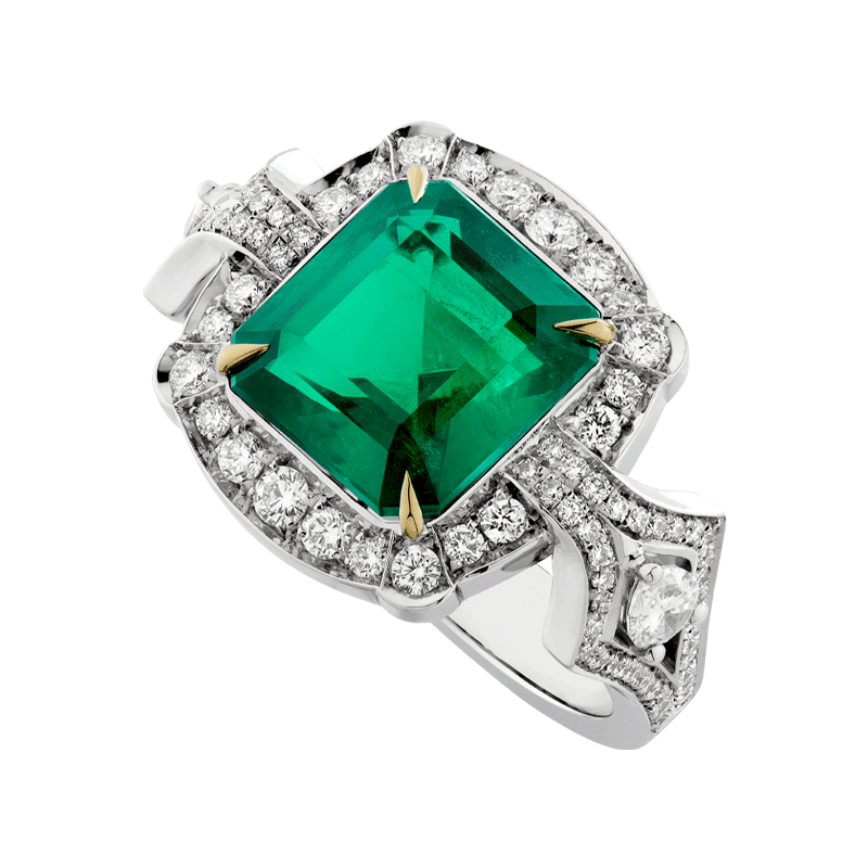 Vintage Inspired Octagon Cut Emerald Dress Ring
