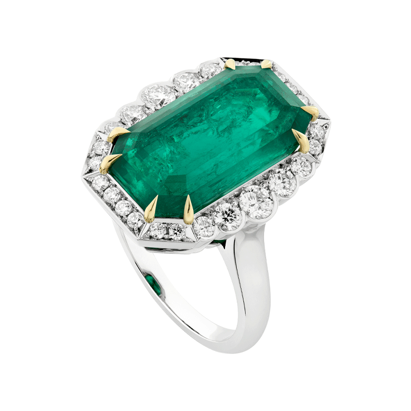 Emerald octagon ring deals