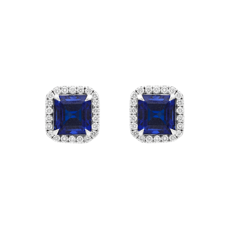 Asscher Cut Sapphire Earrings