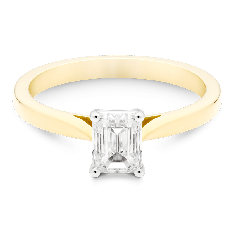 0.91ct Emerald Cut Solitaire, 18ct Yellow Gold