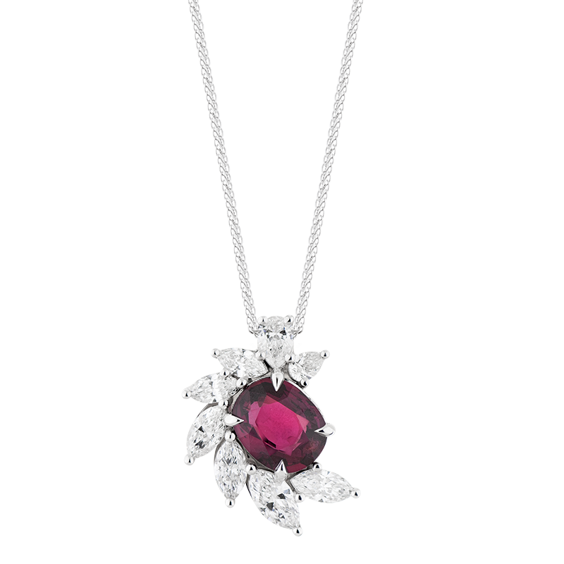 Oval Cut Ruby Cluster Pendant