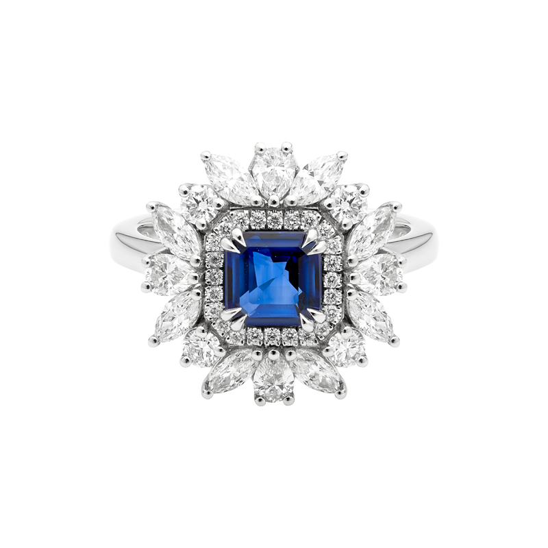 Octagon Cut Sapphire Dress Ring