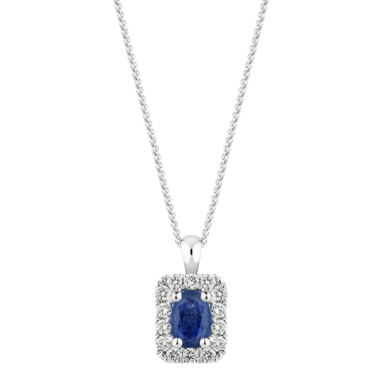 Oval Cut Sapphire Halo Pendant