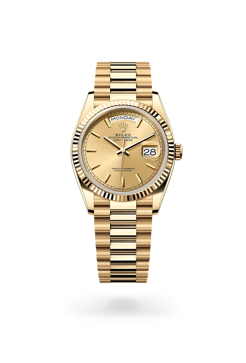 Rolex Day-Date 36 in 18 ct yellow gold, M128238-0045 at Prestons