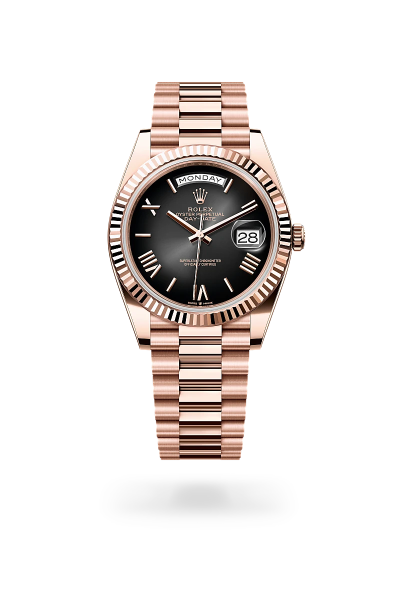 Rolex Day-Date 40 in 18 ct Everose gold, M228235-0055 at Prestons