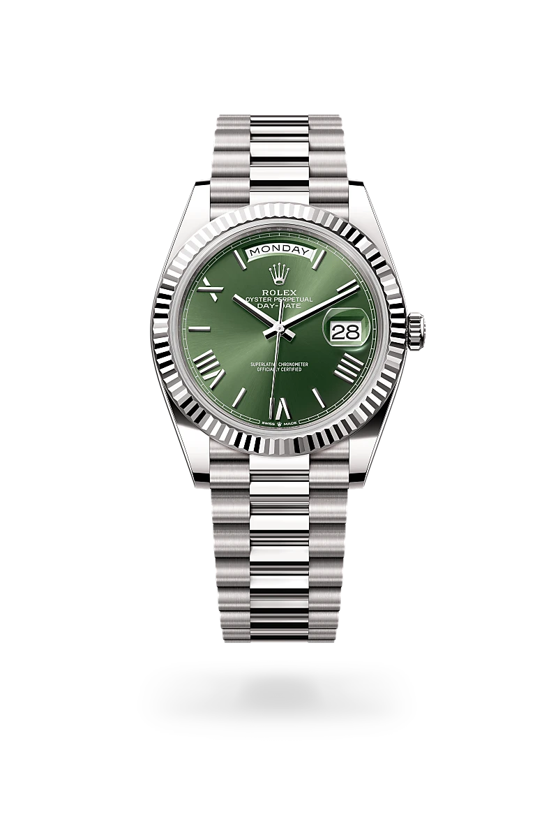 Rolex Day-Date 40 in 18 ct white gold, M228239-0033 at Prestons