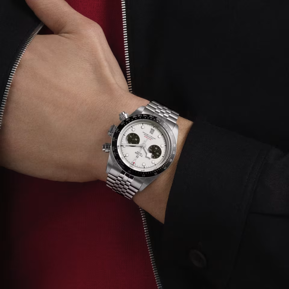 TUDOR Black Bay Chrono 41mm stainless steel case with polished and satin-brushed finishes - M79360N-0014 at Prestons