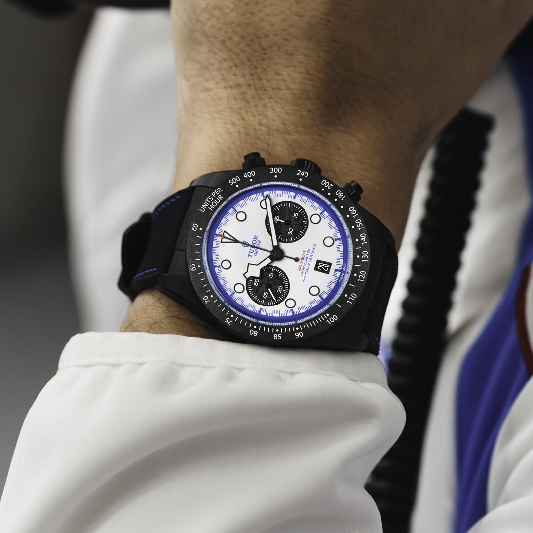 TUDOR Black Bay Chrono 42mm redesigned carbon fibre case - M79377KN-0001 at Prestons