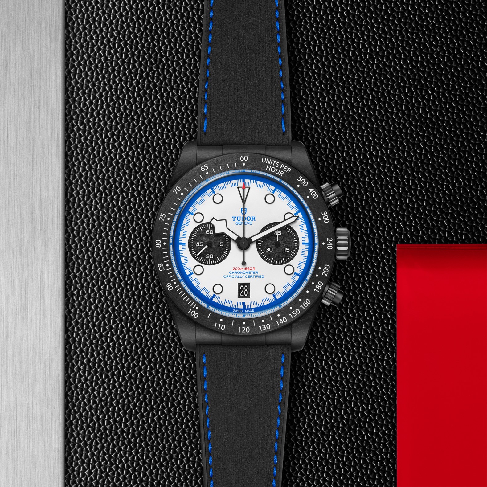 TUDOR Black Bay Chrono 42mm redesigned carbon fibre case - M79377KN-0001 at Prestons